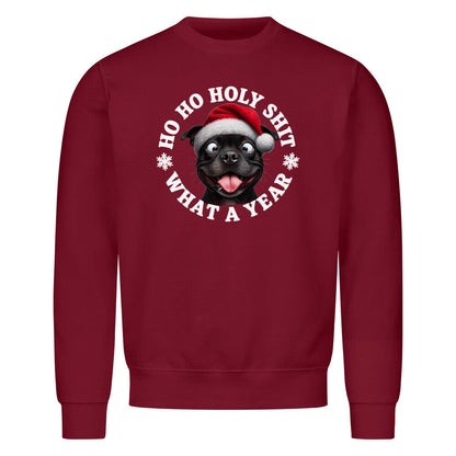 Premium Sweatshirt "Staffordshire Terrier ( schwarz ) - HO HO..." Burgunder – hunde-shirt.de