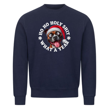 Premium Sweatshirt "Staffordshire Terrier ( braun ) - HO HO..." Navy Blue – hunde-shirt.de