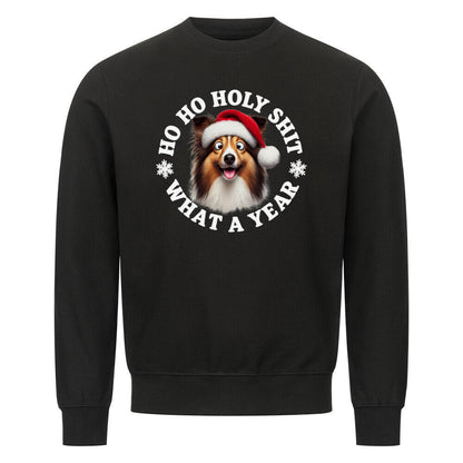 Premium Sweatshirt "Sheltie - HO HO..." Schwarz – hunde-shirt.de