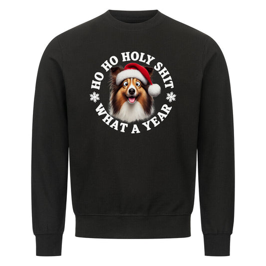 Premium Sweatshirt "Sheltie - HO HO..." Schwarz – hunde-shirt.de