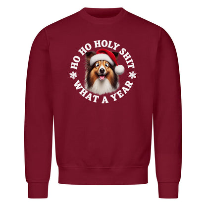Premium Sweatshirt "Sheltie - HO HO..." Burgunder – hunde-shirt.de