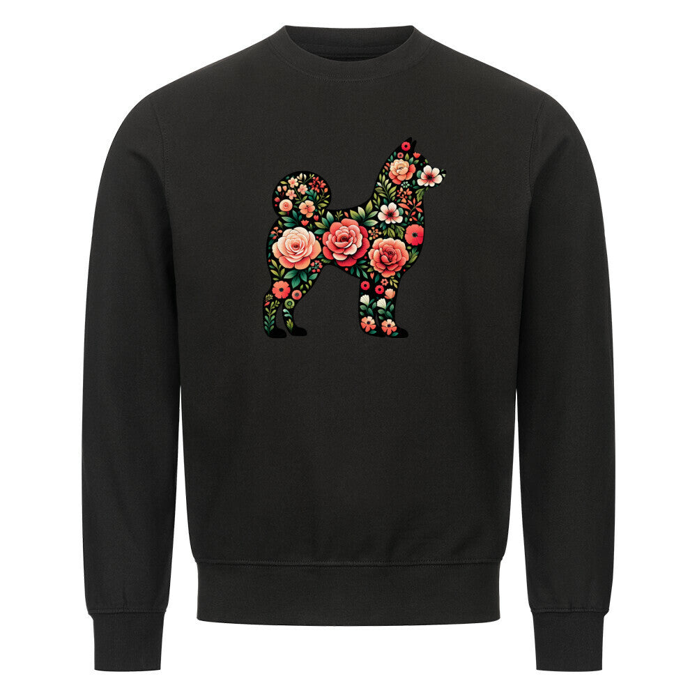 Premium Sweatshirt "Shiba Inu - Floral" Schwarz – hunde-shirt.de