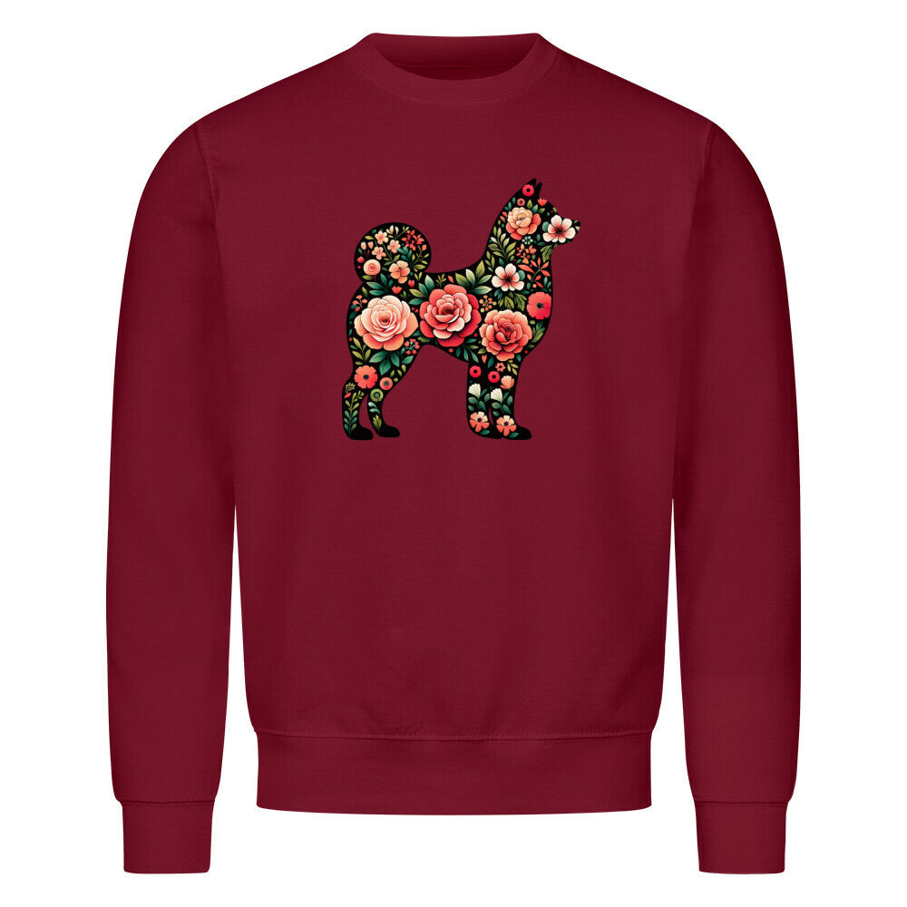 Premium Sweatshirt "Shiba Inu - Floral" Burgunder – hunde-shirt.de