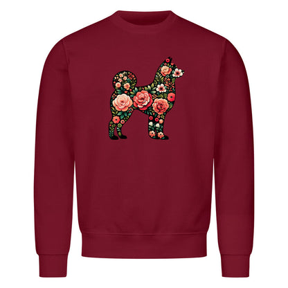 Premium Sweatshirt "Shiba Inu - Floral" Burgunder – hunde-shirt.de