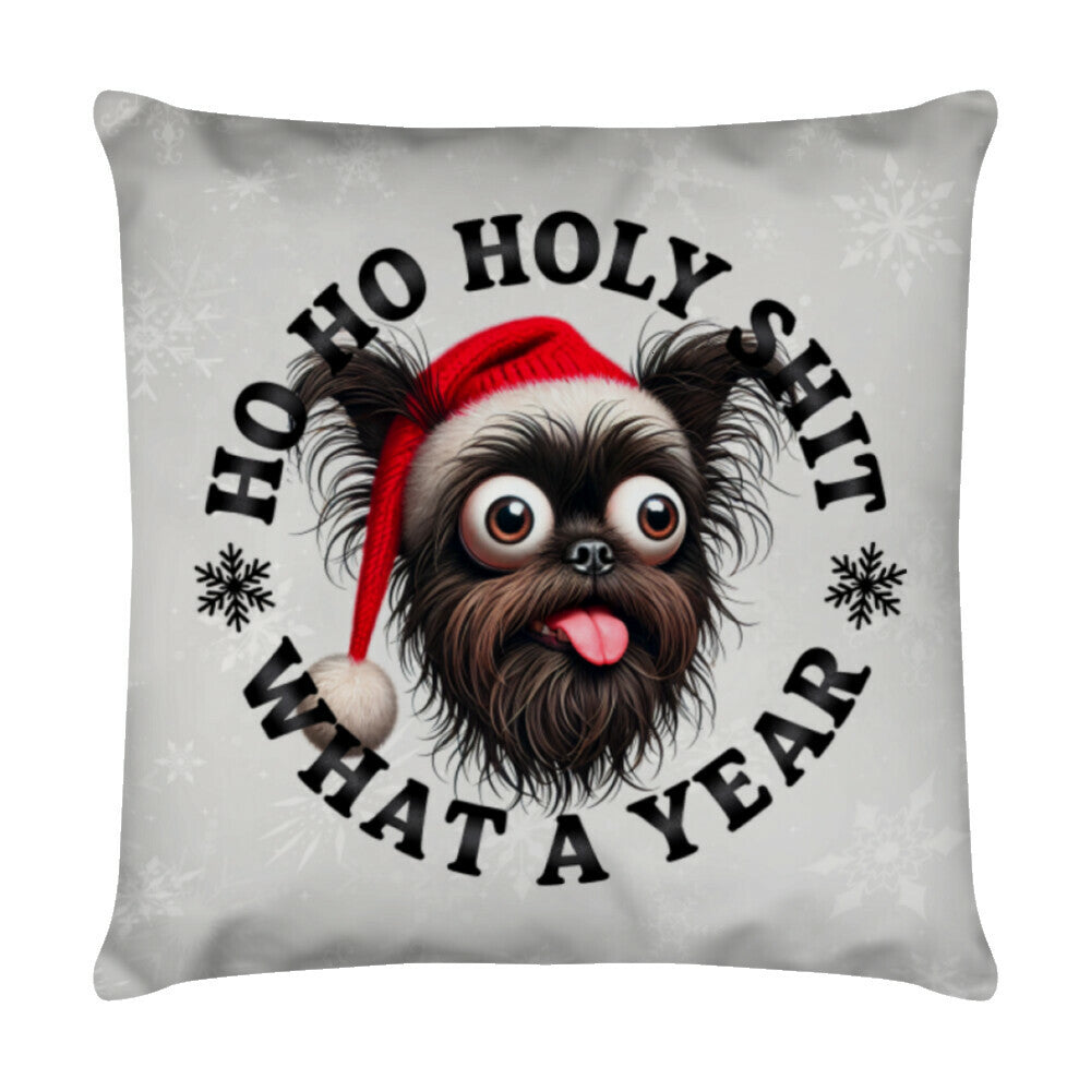 Kissen "Affenpinscher - HO HO..." Weiß – hunde-shirt.de