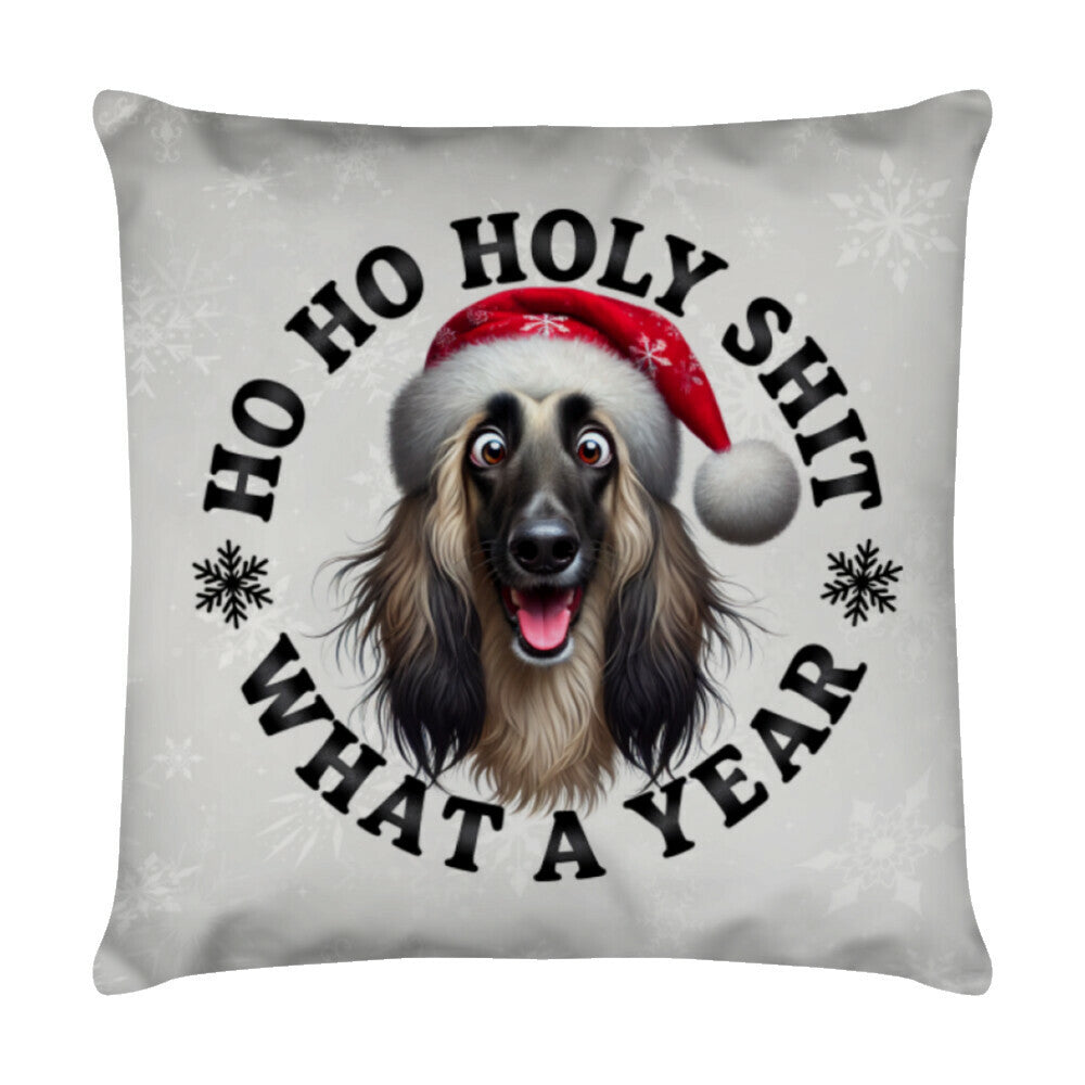 Kissen "Afghanischer Windhund - HO HO..." Weiß – hunde-shirt.de