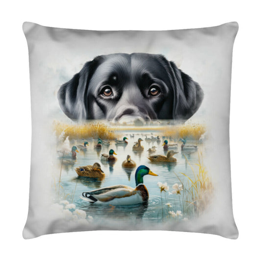 Kissen "Labrador ( schwarz ) - Natur" Weiß – hunde-shirt.de