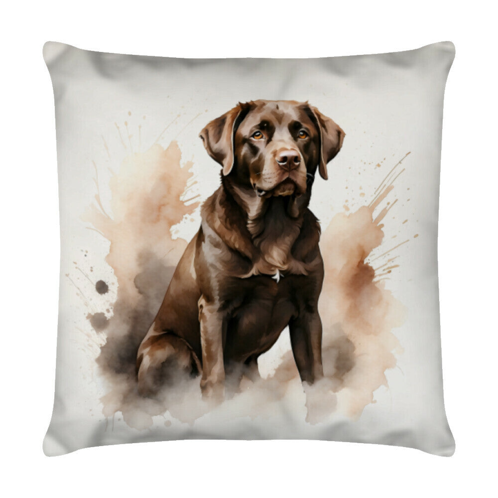 Kissen "Labrador ( braun ) - Blick" Weiß – hunde-shirt.de