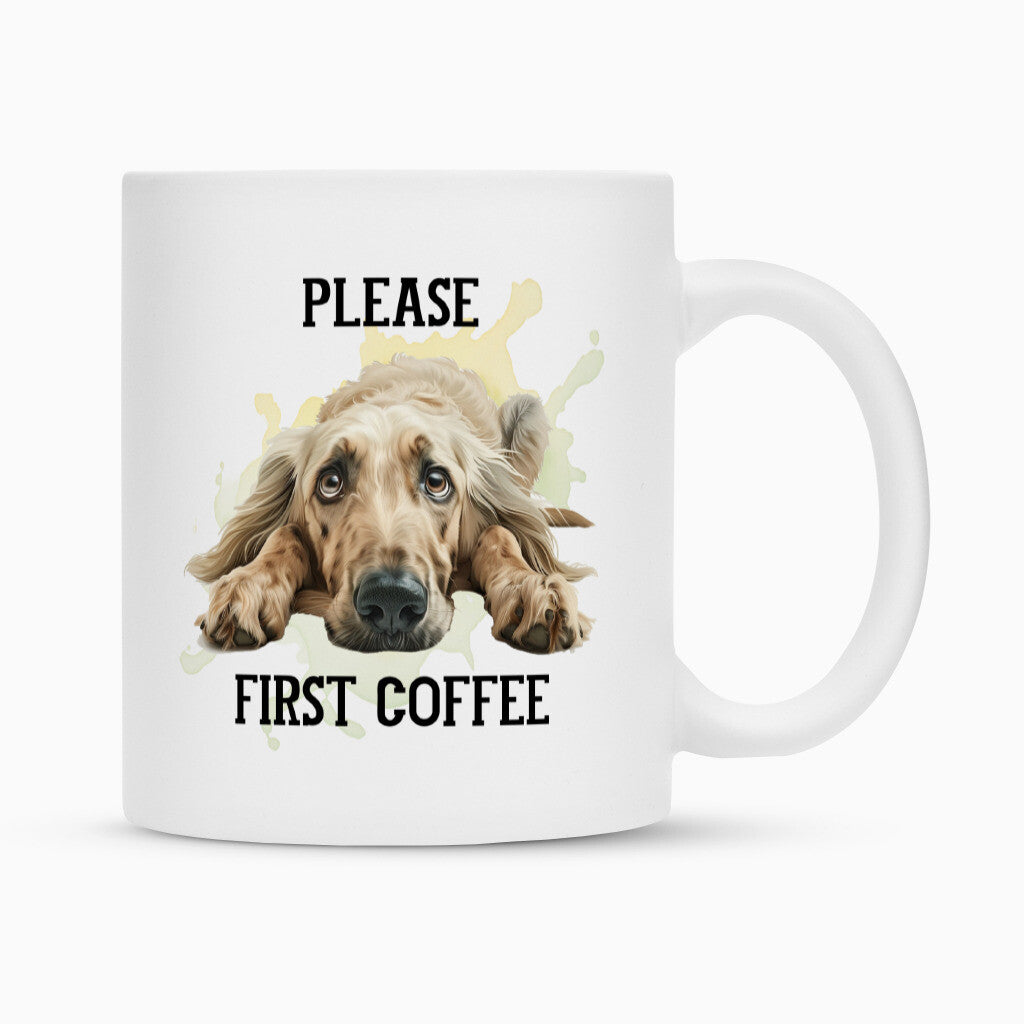 Tasse "Afghanischer Windhund - Please..." Weiß – hunde-shirt.de