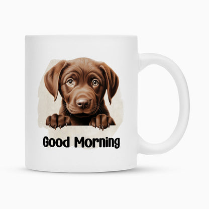 Tasse "Labrador ( braun ) - Good Morning" Weiß – hunde-shirt.de