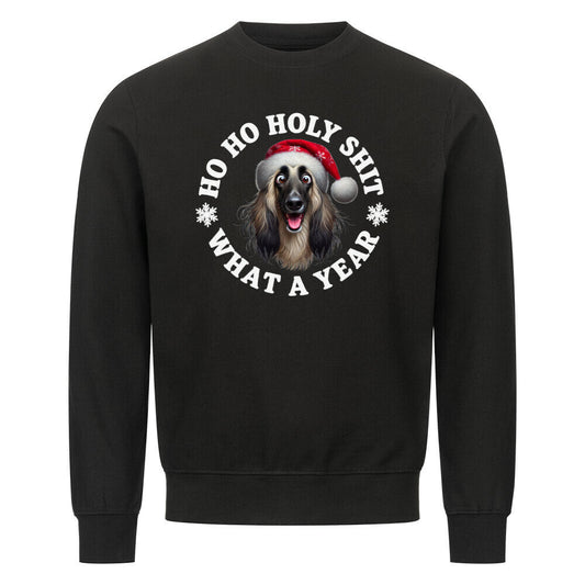 Premium Sweatshirt "Afghanischer Windhund - HO HO..." Schwarz – hunde-shirt.de