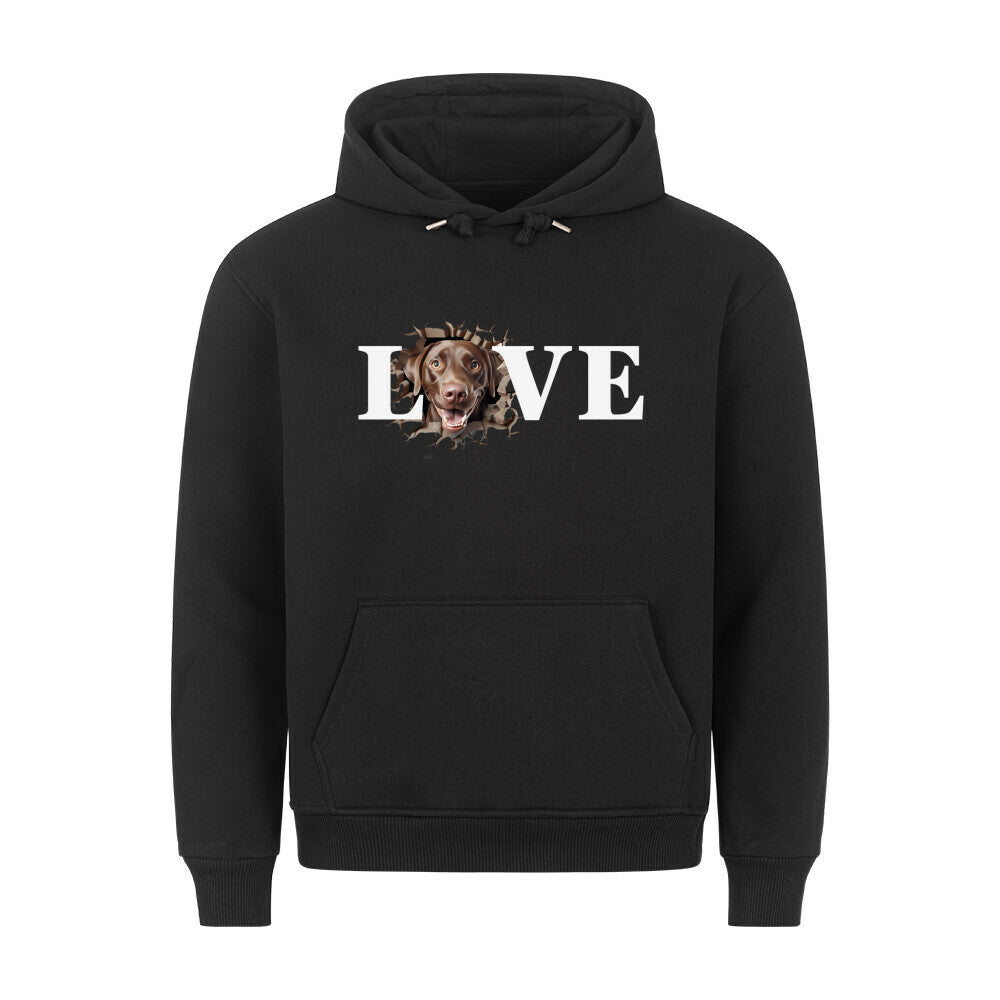 Premium Hoodie "Labrador ( braun ) - LOVE" Schwarz – hunde-shirt.de