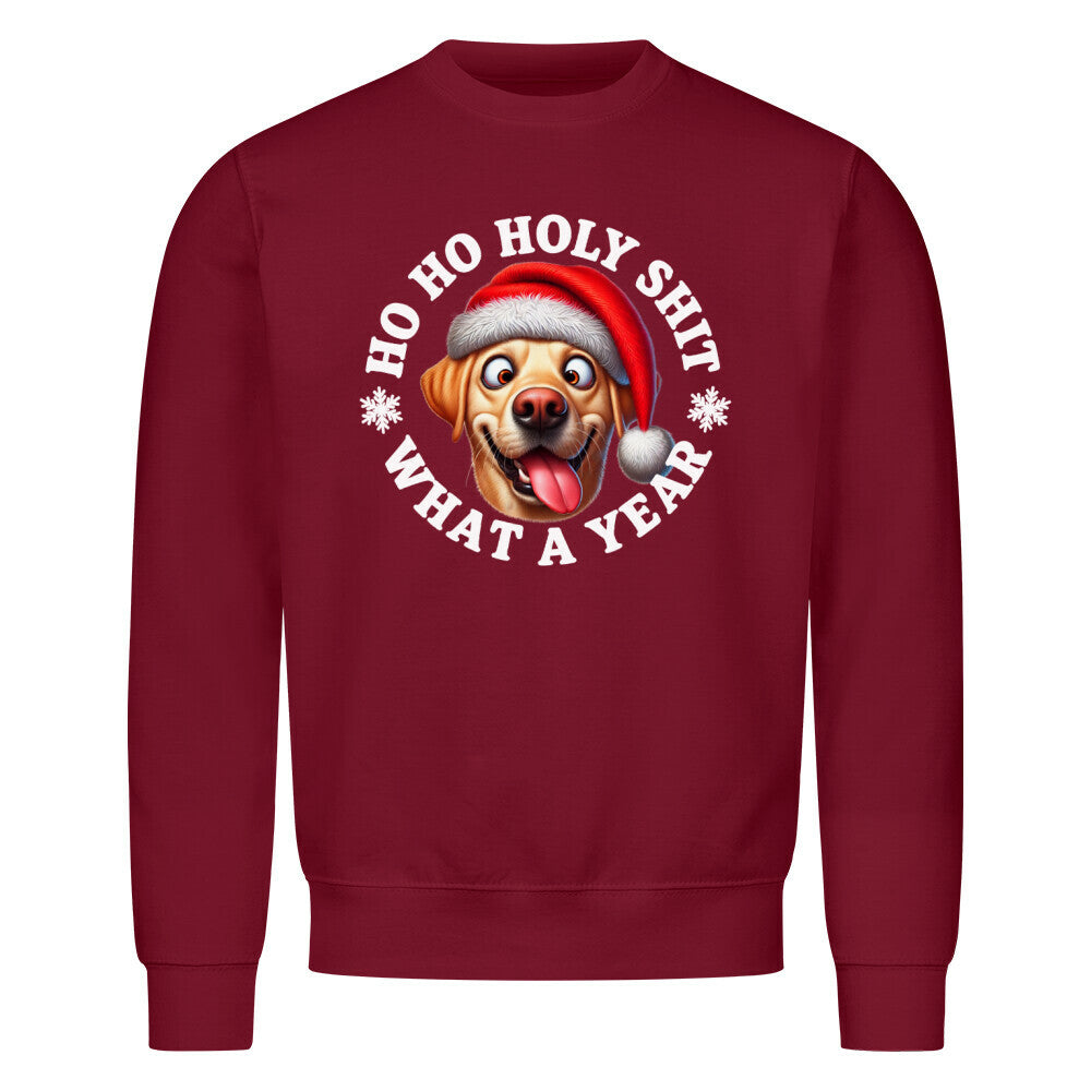 Premium Sweatshirt "Labrador ( hell ) - HO HO..." Burgunder – hunde-shirt.de