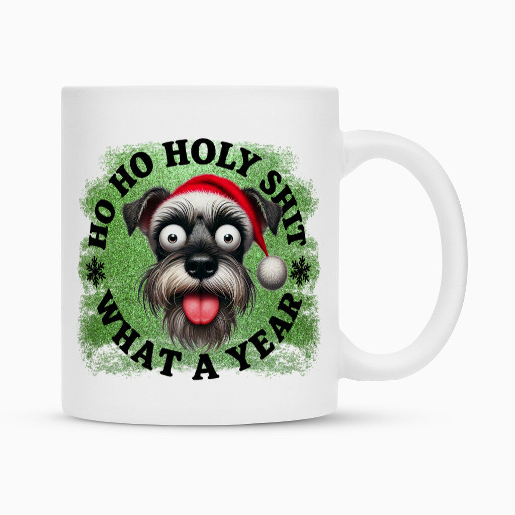 Tasse "Schnauzer - HO HO..." Weiß – hunde-shirt.de