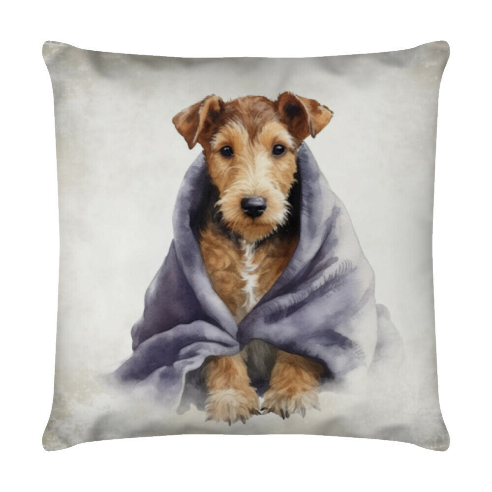 Kissen "Airedale Terrier - Kuscheln" Weiß – hunde-shirt.de