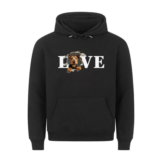 Premium Hoodie "Airedale Terrier - LOVE" Schwarz – hunde-shirt.de