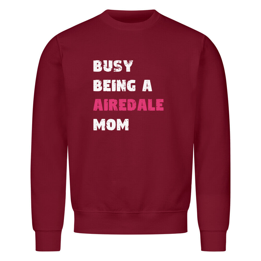 Premium Sweatshirt "Airedale - BUSY MOM" Burgunder – hunde-shirt.de