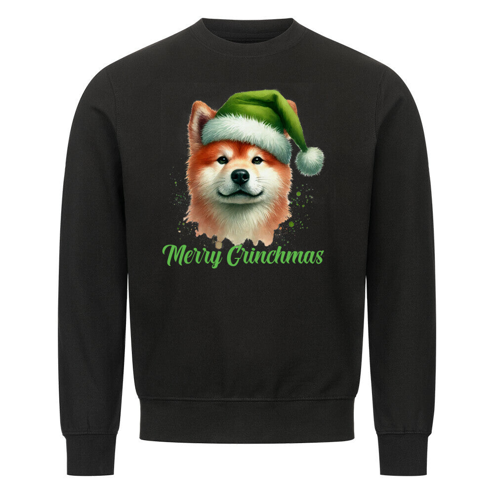 Premium Sweatshirt "Akita Inu - Merry Grinchmas" Schwarz – hunde-shirt.de