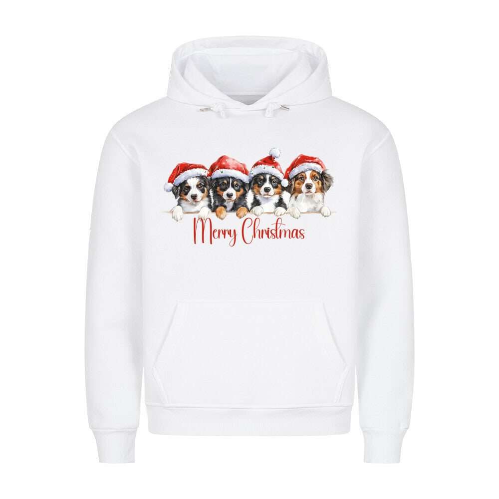 Premium Hoodie "Australian Shepherd - X-Mas 4" Weiß – hunde-shirt.de