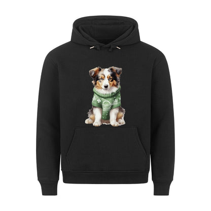 Premium Hoodie "Australian Shepherd - Winterbub" Schwarz – hunde-shirt.de