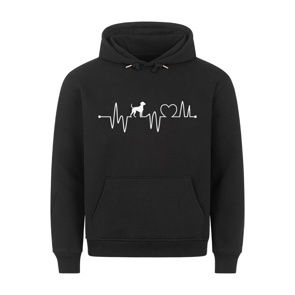 Premium Hoodie "American Foxhound - Heartbeat" Schwarz – hunde-shirt.de