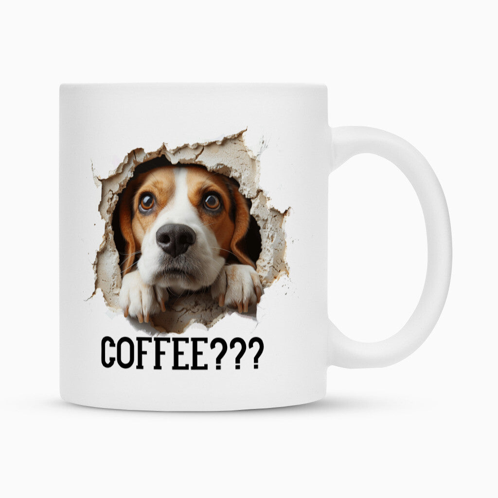 Tasse "Beagle - Coffee???" Weiß – hunde-shirt.de