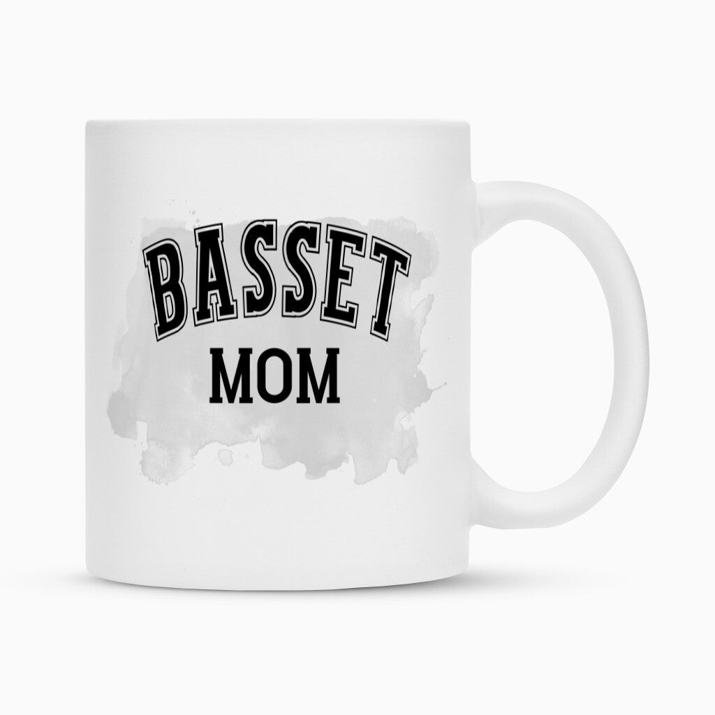 Tasse "Basset - MOM" Weiß – hunde-shirt.de