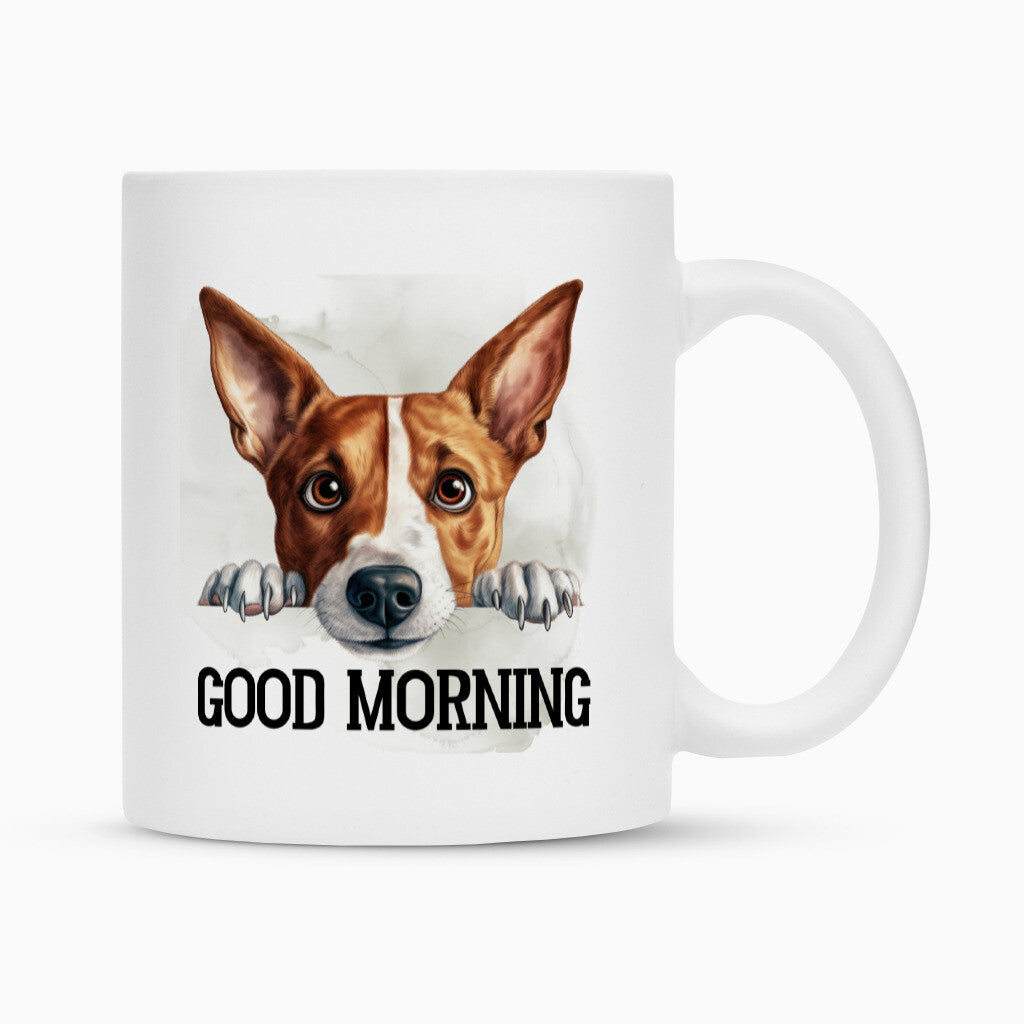 Tasse "Basenji - Good Morning" Weiß – hunde-shirt.de