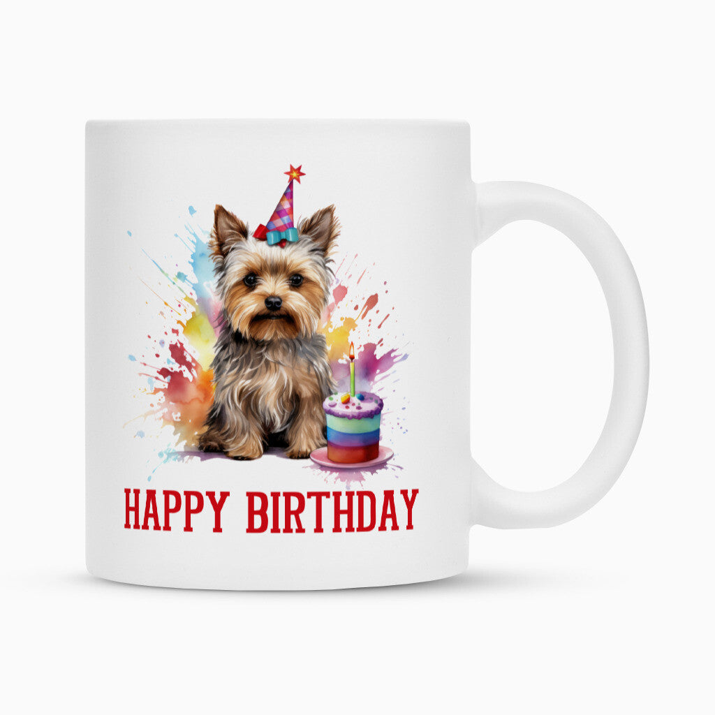 Tasse "Australian Terrier - Happy Birthday" Weiß – hunde-shirt.de
