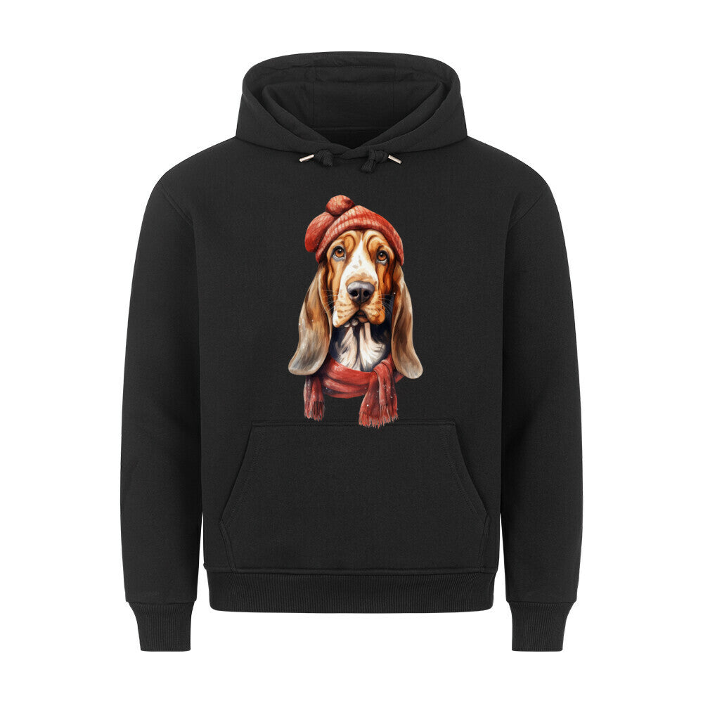 Premium Hoodie "Basset - Winter" Schwarz – hunde-shirt.de