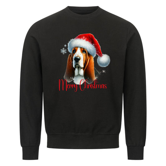 Premium Sweatshirt "Basset - Merry Christmas" Schwarz – hunde-shirt.de