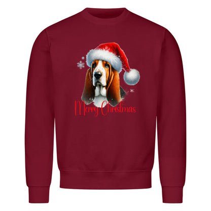 Premium Sweatshirt "Basset - Merry Christmas" Burgunder – hunde-shirt.de