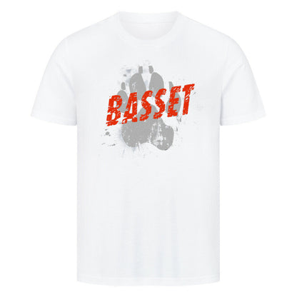 Premium T-Shirt "Basset - PAW" Weiß – hunde-shirt.de