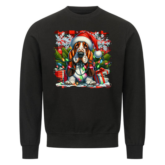 Premium Sweatshirt "Basset - Funny Christmas" Schwarz – hunde-shirt.de