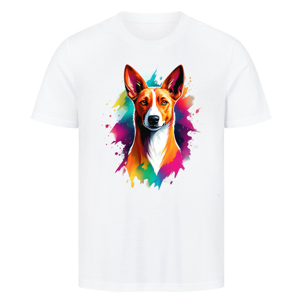 Premium T-Shirt "Basenji - Splash" Weiß – hunde-shirt.de