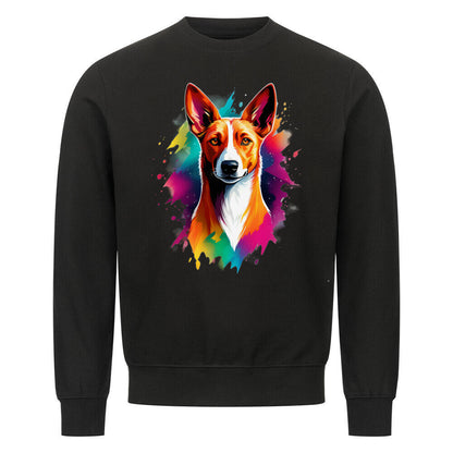 Premium Sweatshirt "Basenji - Splash" Schwarz – hunde-shirt.de