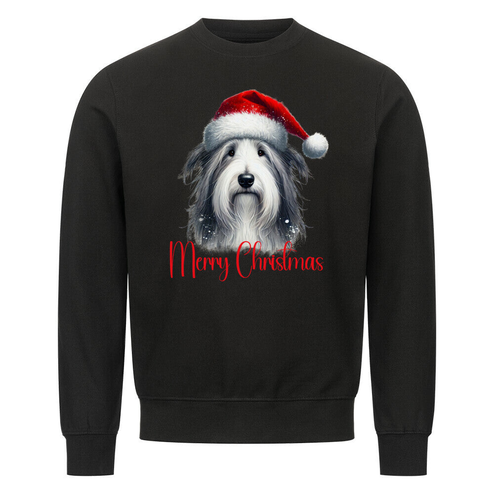 Premium Sweatshirt "Bearded Collie - Merry Christmas" Schwarz – hunde-shirt.de