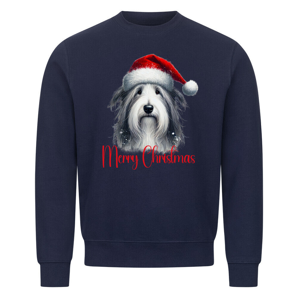 Premium Sweatshirt "Bearded Collie - Merry Christmas" Navy Blue – hunde-shirt.de