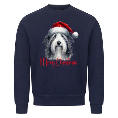 Premium Sweatshirt "Bearded Collie - Merry Christmas" Navy Blue – hunde-shirt.de