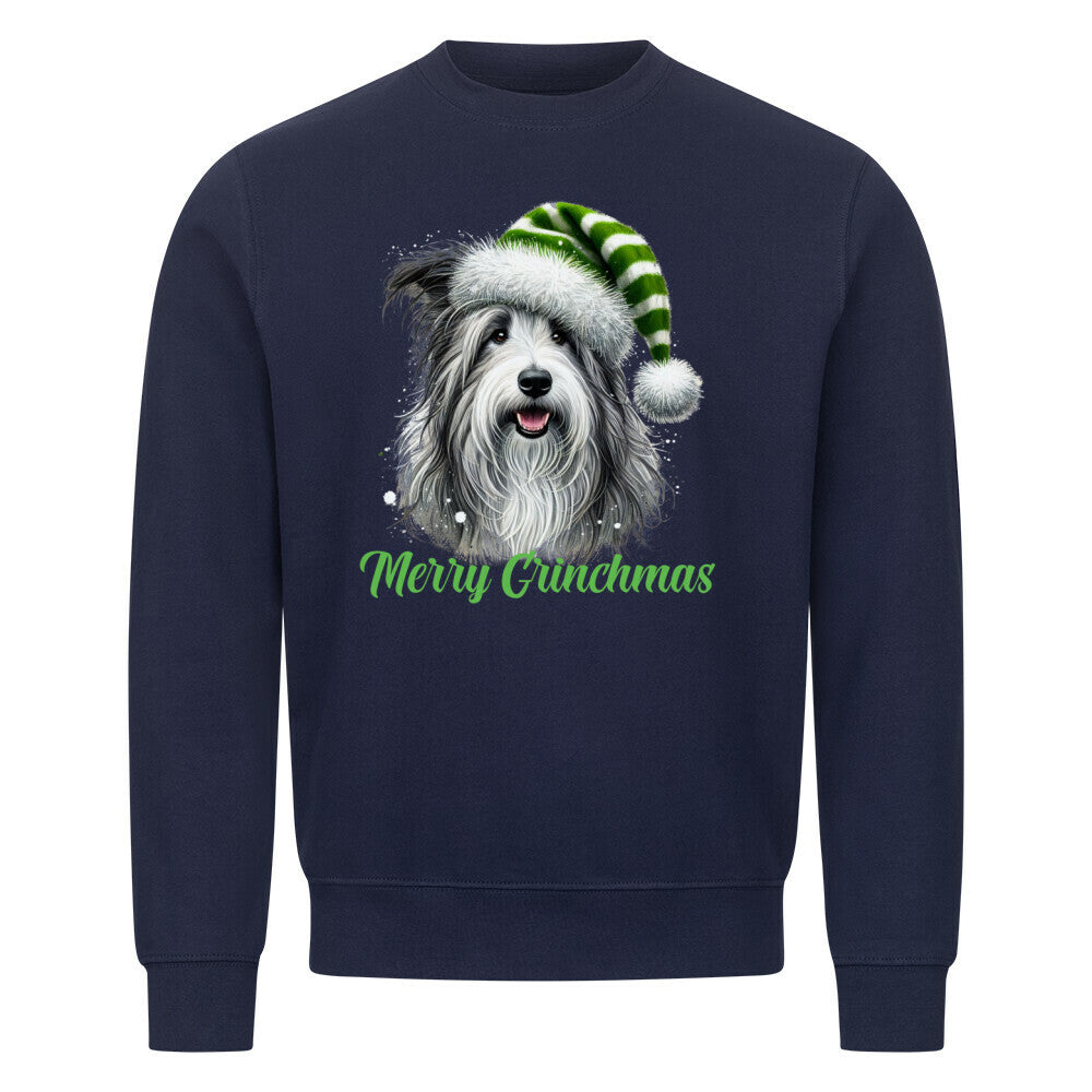 Premium Sweatshirt "Bearded Collie - Merry Grinchmas 2" Navy Blue – hunde-shirt.de