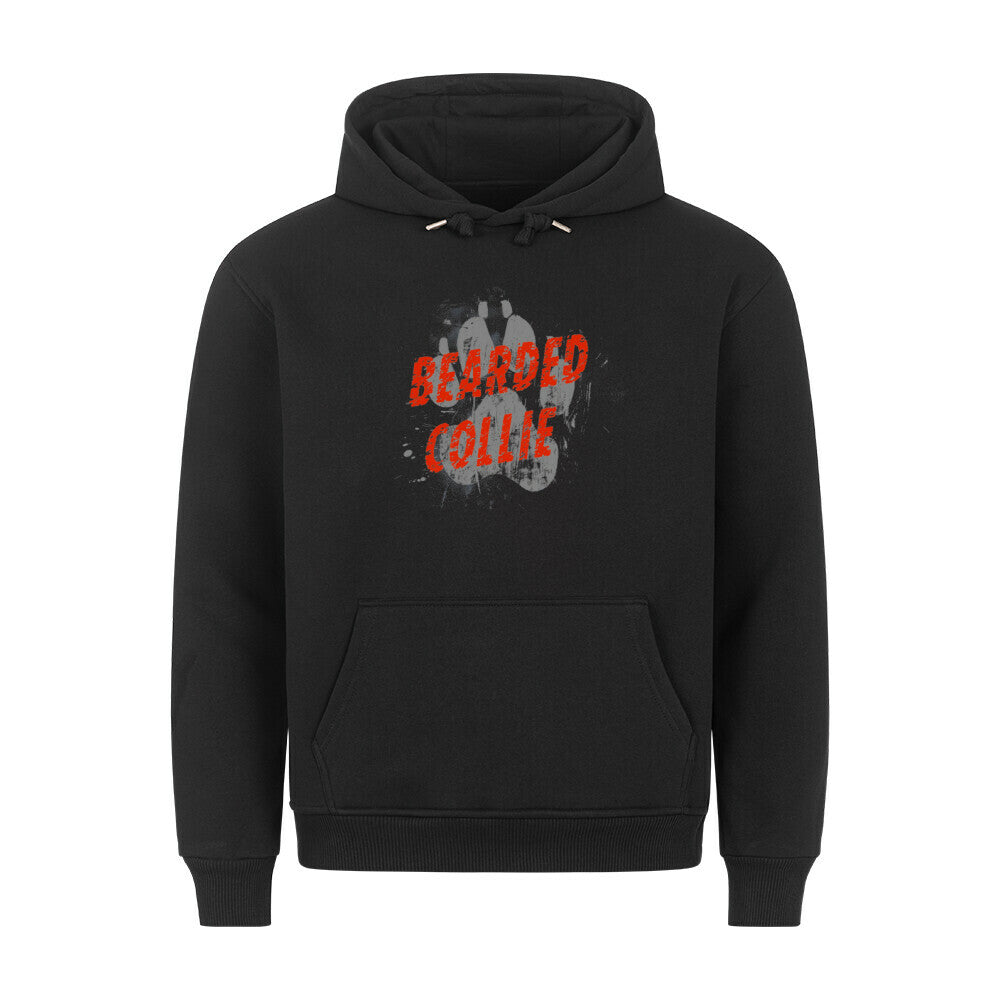 Premium Hoodie "Bearded Collie - PAW" Schwarz – hunde-shirt.de