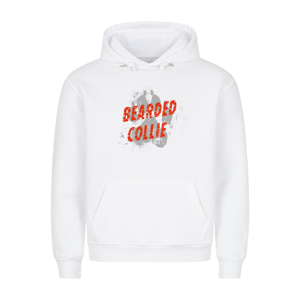 Premium Hoodie "Bearded Collie - PAW" Weiß – hunde-shirt.de