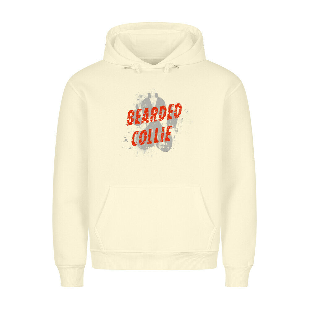 Premium Hoodie "Bearded Collie - PAW" Beige – hunde-shirt.de