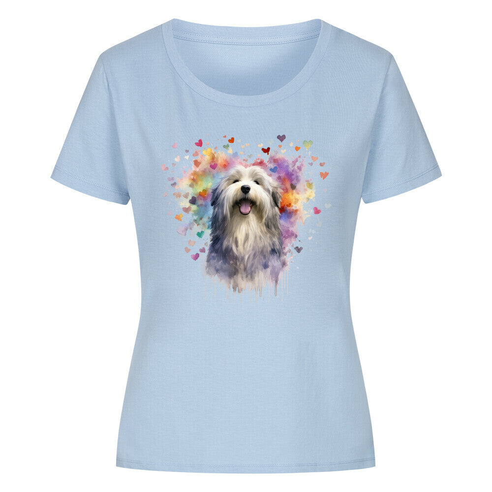 Premium Organic Damen-Shirt "Bearded Collie - HEART" Sky Blue – hunde-shirt.de