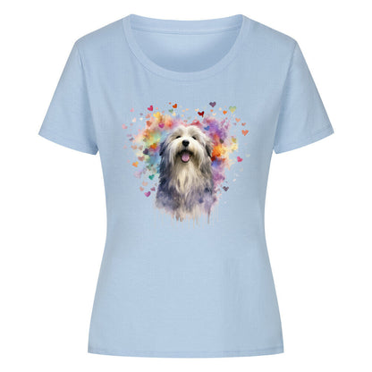 Premium Organic Damen-Shirt "Bearded Collie - HEART" Sky Blue – hunde-shirt.de