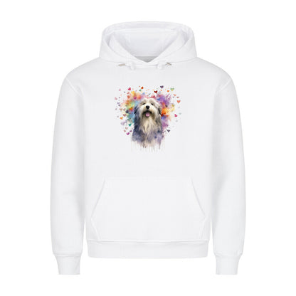 Premium Hoodie "Bearded Collie - HEART" Weiß – hunde-shirt.de