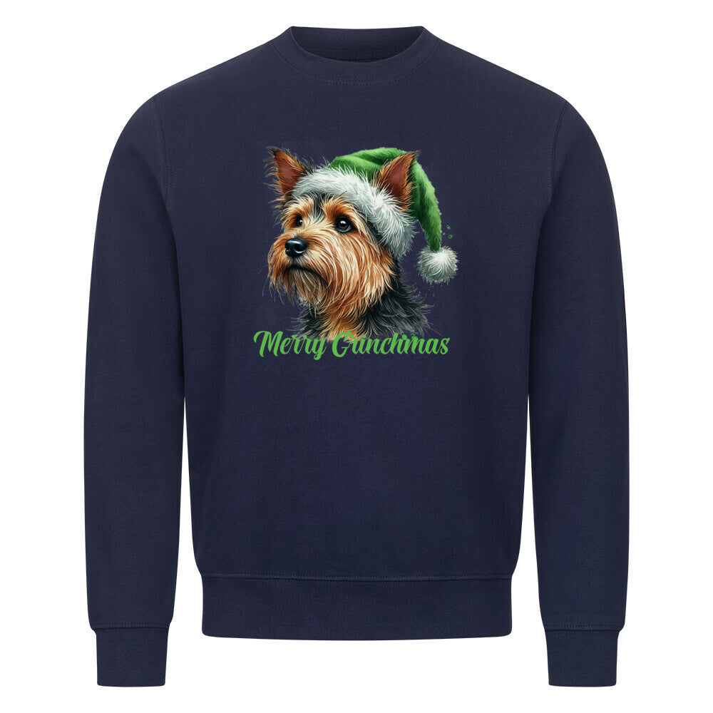 Premium Sweatshirt "Australian Terrier - Merry Grinchmas" Navy Blue – hunde-shirt.de