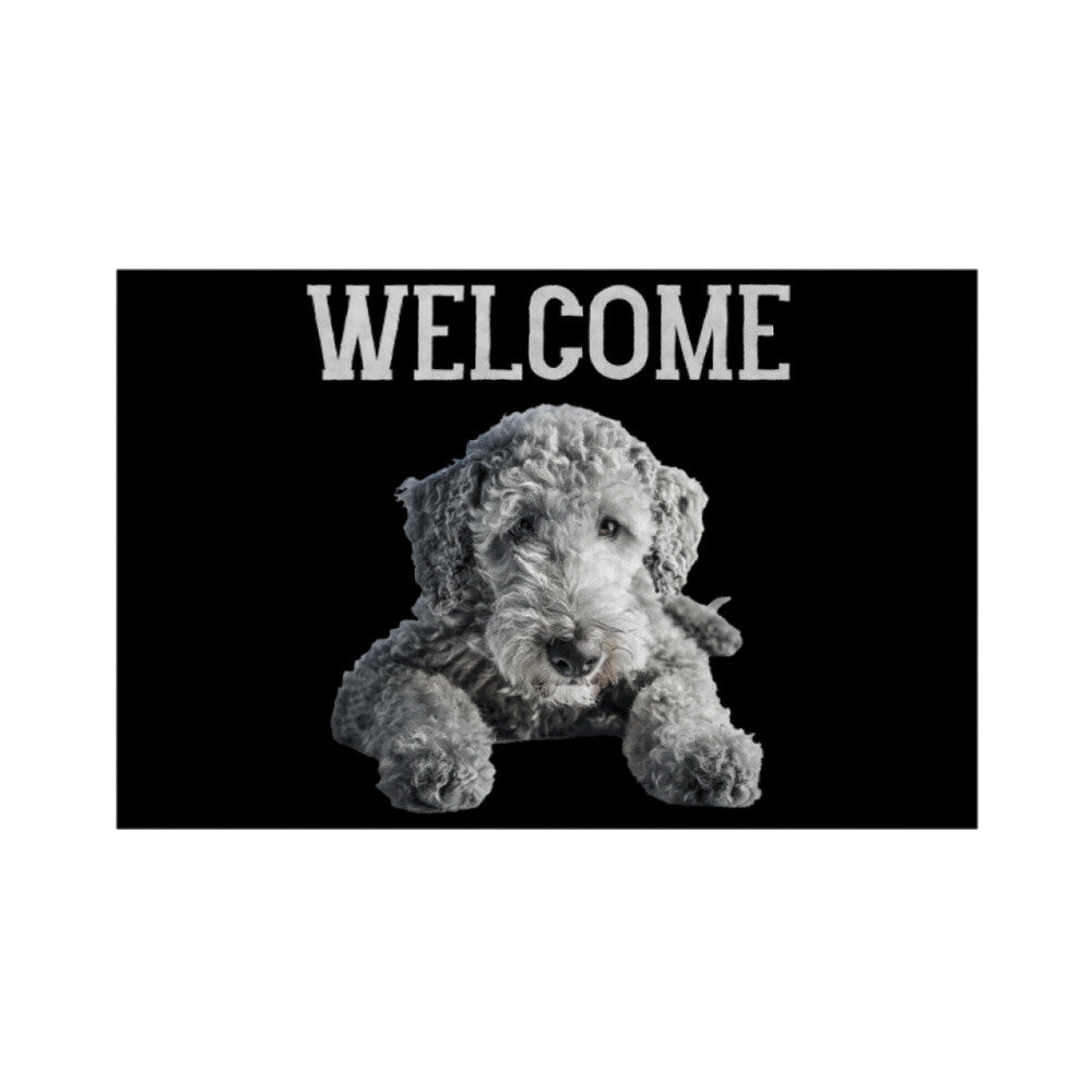 Fußmatte "Bedlington Terrier - Welcome" Weiß – hunde-shirt.de