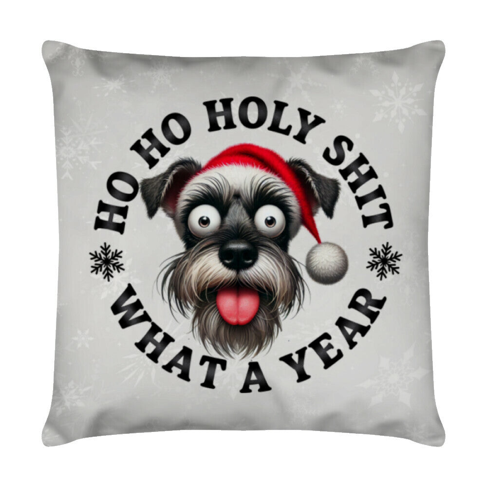 Kissen "Schnauzer - HO HO..." Weiß – hunde-shirt.de