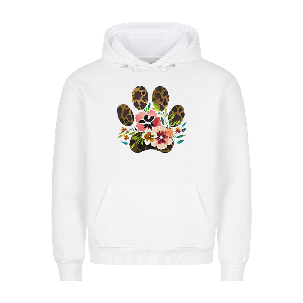 Premium Hoodie "Flowers & Paws" Weiß – hunde-shirt.de